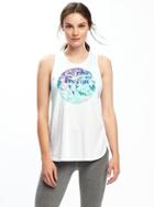 Old Navy Go Dry Graphic Tulip Hem Tank For Women - Bright White