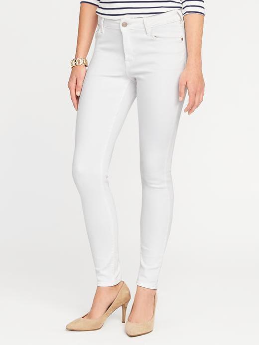 Old Navy Womens Mid-rise Rockstar Super Skinny Jeans For Women Bright White Size 10