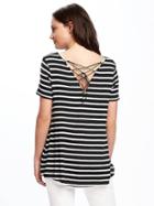 Old Navy Striped Lace Back Swing Tee For Women - O.n. New Black Stripe