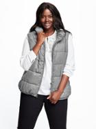 Old Navy Womens Plus Quilted Herringbone Vest Size 1x Plus - Hthr Grey Herringbone