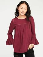 Old Navy Ruffle Sleeve Swing Top For Women - Gosh Garnet