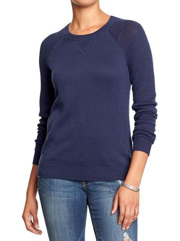 Old Navy Old Navy Womens Textured Knit Raglan Sleeve Sweaters - In The Navy