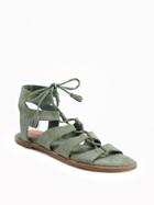 Old Navy Lace Up Gladiator Sandals For Women - Sage