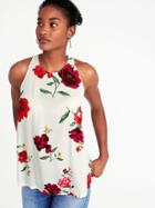 Old Navy Womens Relaxed High-neck Floral-print Tank For Women White Floral Size S