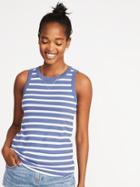 Old Navy Womens Slim-fit High-neck Rib-knit Tank For Women Blue Stripe Size Xs