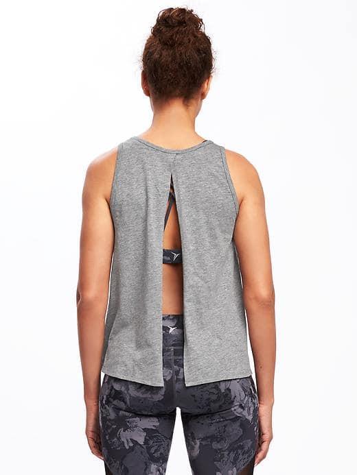 Old Navy Go Dry Flyaway Slub Knit Tank For Women - Heather Gray