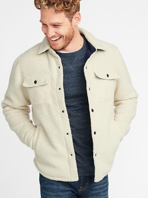 Old Navy Mens Sherpa Shirt Jacket For Men Macadamia Size Xl