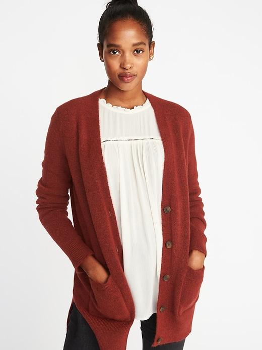 Old Navy Womens Brushed Sweater-knit Boyfriend Cardi For Women Clove Size L