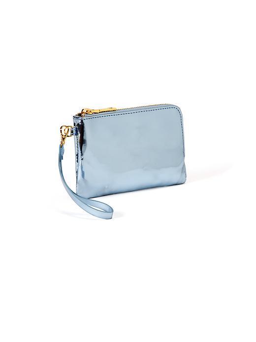 Old Navy Faux Leather Wristlet For Women - Metallic Blue