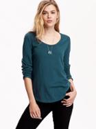 Old Navy Womens Long Sleeve Scoop Neck Tees Size M Tall - Kelp Forest
