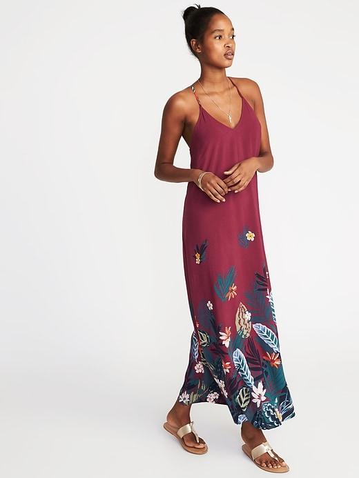 Old Navy Womens Sleeveless Floral Maxi Shift Dress For Women Purple Print Size S