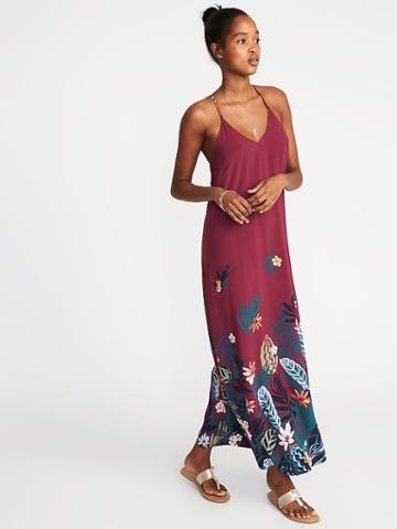Old Navy Womens Sleeveless Floral Maxi Shift Dress For Women Purple Print Size S