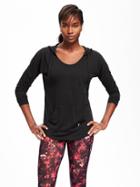 Old Navy Go Dry Slub Knit Hoodie For Women - Black