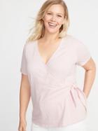 Wrap-front Plus-size Side-tie Top