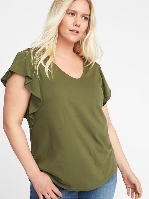 Old Navy Womens Plus-size Ruffle-sleeve Top Hunter Pines Size 3x