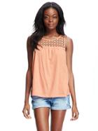 Old Navy Relaxed Eyelet Yoke Tank For Women - Just Peachy