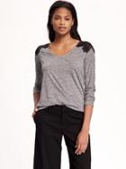 Old Navy Relaxed Lace Shoulder Top For Women - Heather Grey