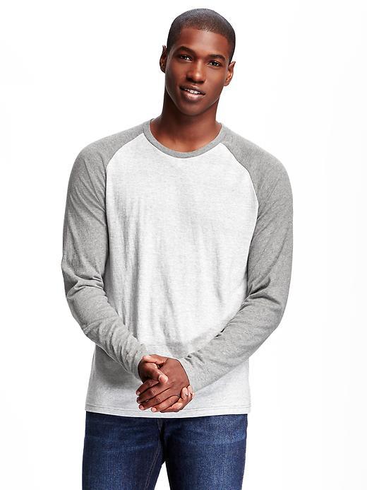 Old Navy Soft Washed Raglan Tee For Men - Gray Stripe