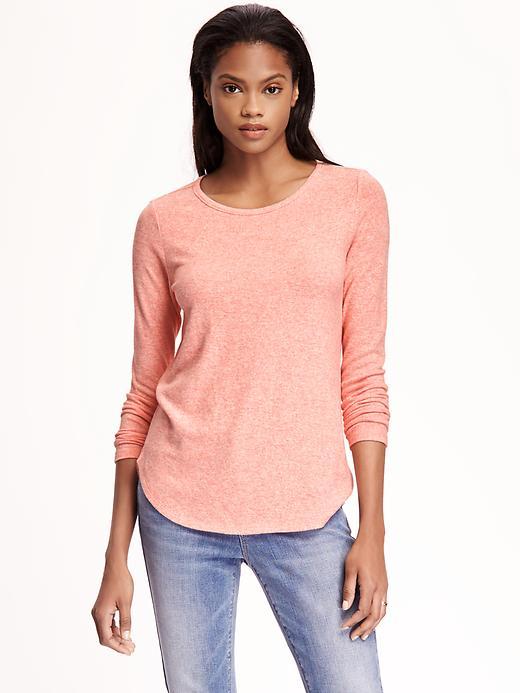 Old Navy Relaxed Brushed Jersey Tee For Women - Tangy Grapefruit Poly