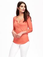 Old Navy Rib Knit Henley For Women - Guava Nectar
