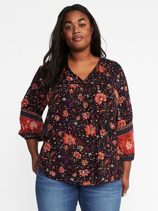 Old Navy Tassel Tie Plus - Black Floral