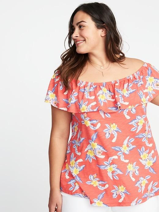 Old Navy Womens Plus-size Ruffled Off-the-shoulder Top Briquette Size 1x