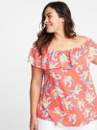 Old Navy Womens Plus-size Ruffled Off-the-shoulder Top Briquette Size 1x