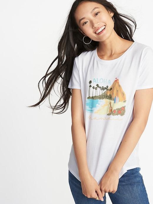 Old Navy Womens Hawaii Graphic Tee For Women Cream Size M