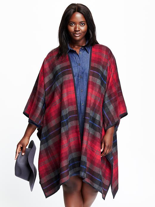 Old Navy Womens Plus Plaid Poncho Size 1x Plus - Red Plaid