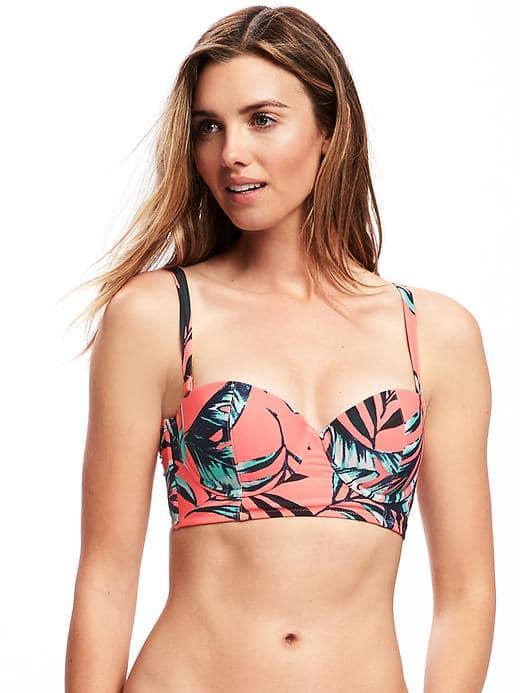 Old Navy Underwire Balconette Bikini Top For Women - Neon Palms Nylon