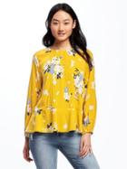 Old Navy Floral Pintuck Swing Blouse For Women - Yellow Floral