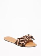 Old Navy Womens Sueded Bow-tie Slide Sandals For Women Big Leopard Size 7