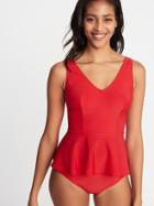 Peplum-hem Tankini Swim Top For Women