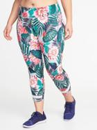 Old Navy Womens High-rise Plus-size 7/8-length Mesh-trim Compression Leggings Pink Multi Floral Size 3x