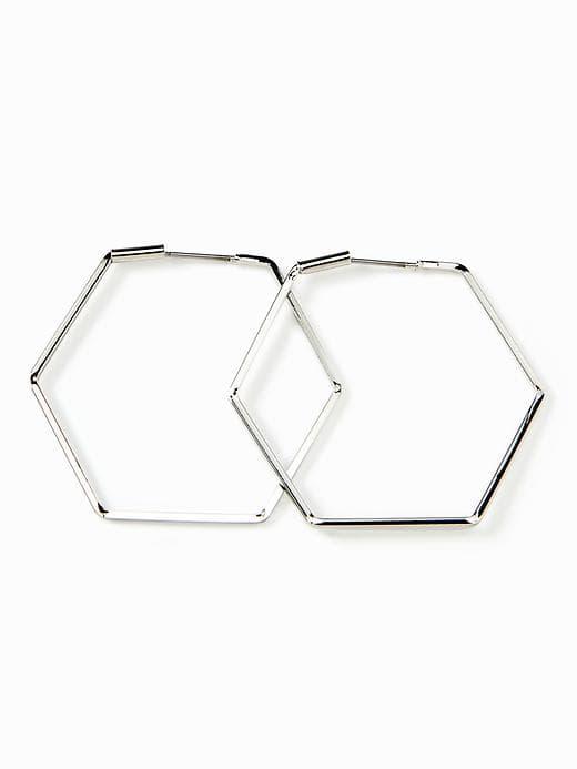 Old Navy Hexagon Hoop Earrings For Women - Silver