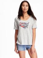 Old Navy Boyfriend Americana Graphic Tee For Women - Bc02 Light Hthr Grey