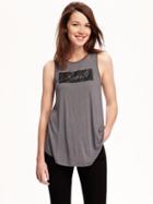 Old Navy Relaxed Graphic Hi Neck Tank For Women - Blank Slate