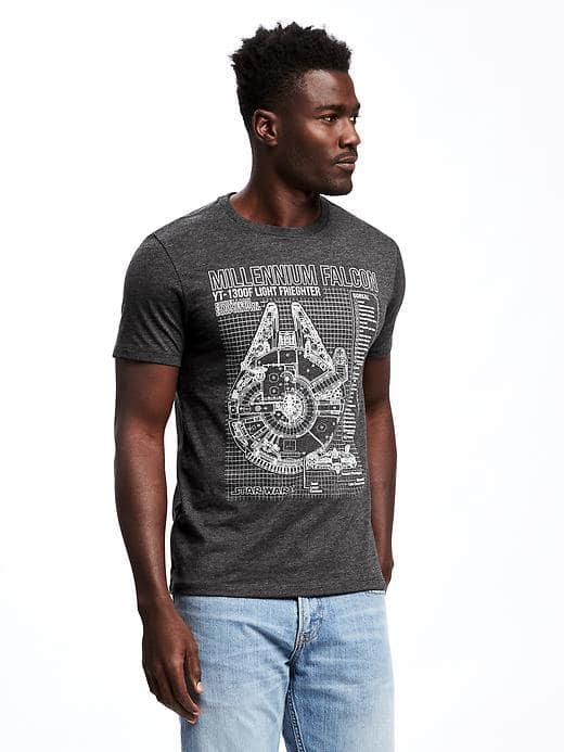 Old Navy Star Wars Millennium Falcon Tee For Men - Dark Heathered Gray