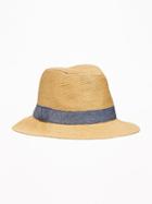 Old Navy Mens Straw Fedora For Men Light Brown Size L/xl