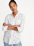Relaxed Classic Button-front Shirt For Women