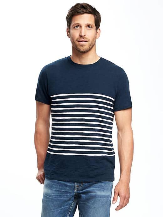 Old Navy Striped Slub Knit Tee For Men - Organic Peach