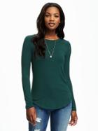 Old Navy Crew Neck Layering Tee For Women - Winter Spruce