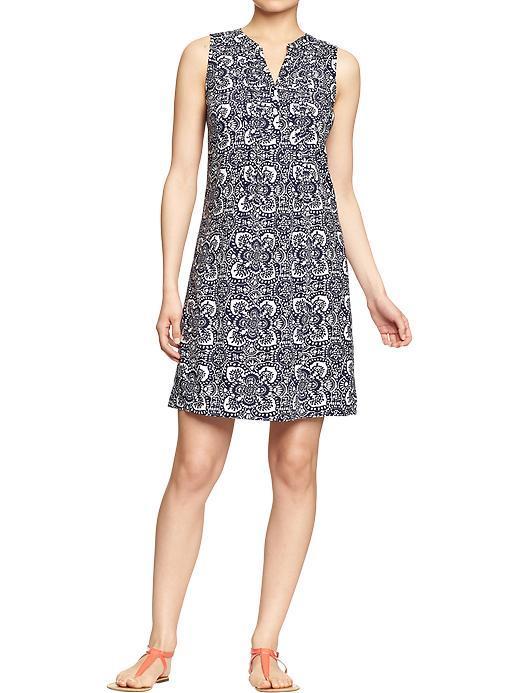 Old Navy Old Navy Womens Sleeveless Shift Dresses - Navy Blue Print
