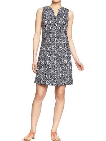Old Navy Old Navy Womens Sleeveless Shift Dresses - Navy Blue Print