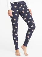 Old Navy Womens Patterned Thermal-knit Sleep Leggings For Women Blue Pugs Size M