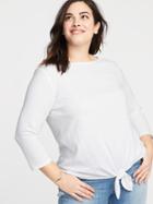 Relaxed Plus-size Tie-front Mariner Top