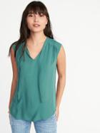 Old Navy Womens Lightweight Sleeveless Tie-neck Top For Women Spruce Size S