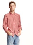 Old Navy Slim Fit Linen Blend Shirt For Men - Berry Sorbet