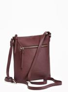 Old Navy Faux Leather Cross Body Bag For Women - Oxblood