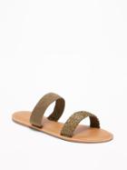 Old Navy Womens Faux-suede/braided Double-strap Sandals For Women Olive Size 10